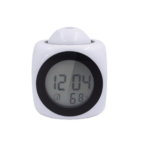 LCD Projection LED Display Time Digital Alarm Clock Talking Voice Prompt Thermometer Snooze Function Desk